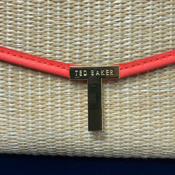 Ted Baker Arthea Orange Trimmed Straw T Clutch - Picture 2 of 10